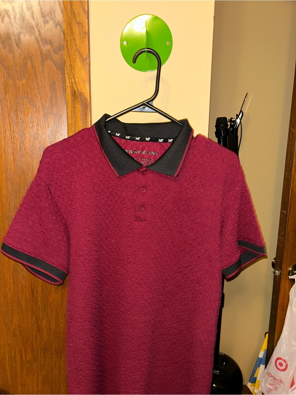 Men's Maroon Polo with Black Contrast Collar and Trim